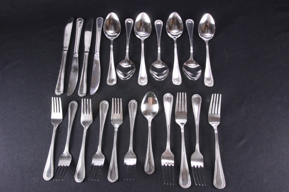 Accolade Beaded Flatware Stainless Steel By Walco Restaurant Replacements 22 Pc