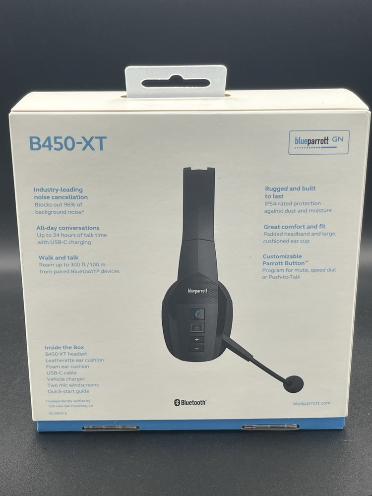 BlueParrott - B450-XT Wireless Bluetooth Mono Headset with 96% Noise-Cancelling