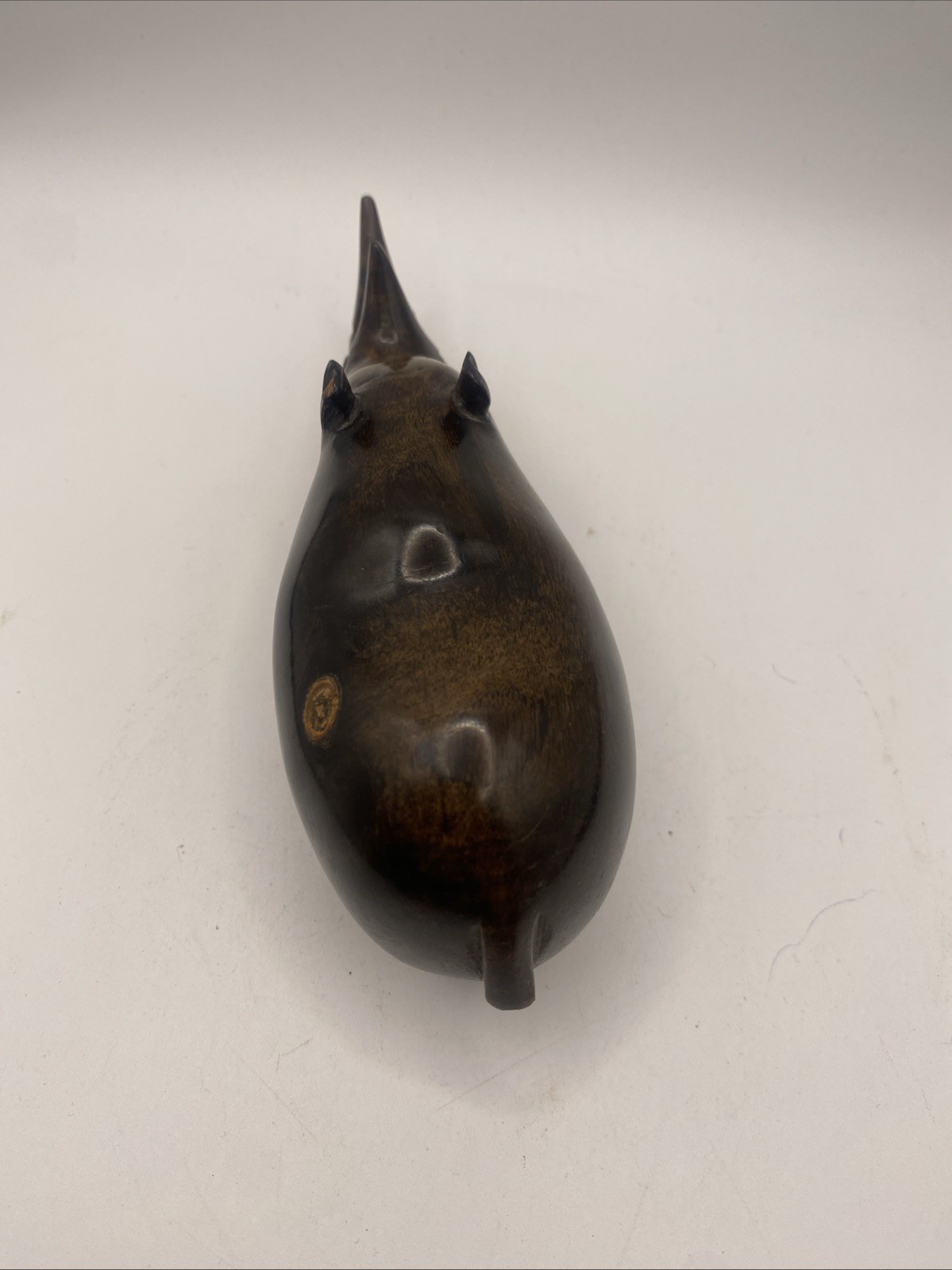 VTG African Hand Crafted Ebony Or Ironwood Rhinoceros Sculpture Figurine 6x2”