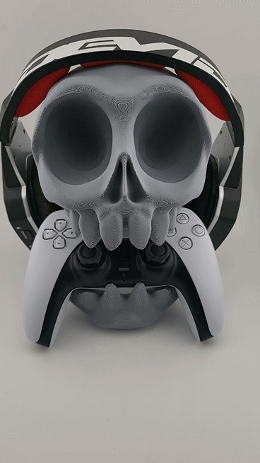 PS5 Controller Stand and headset Holder Unique 3D Printed Skull- Gaming Display