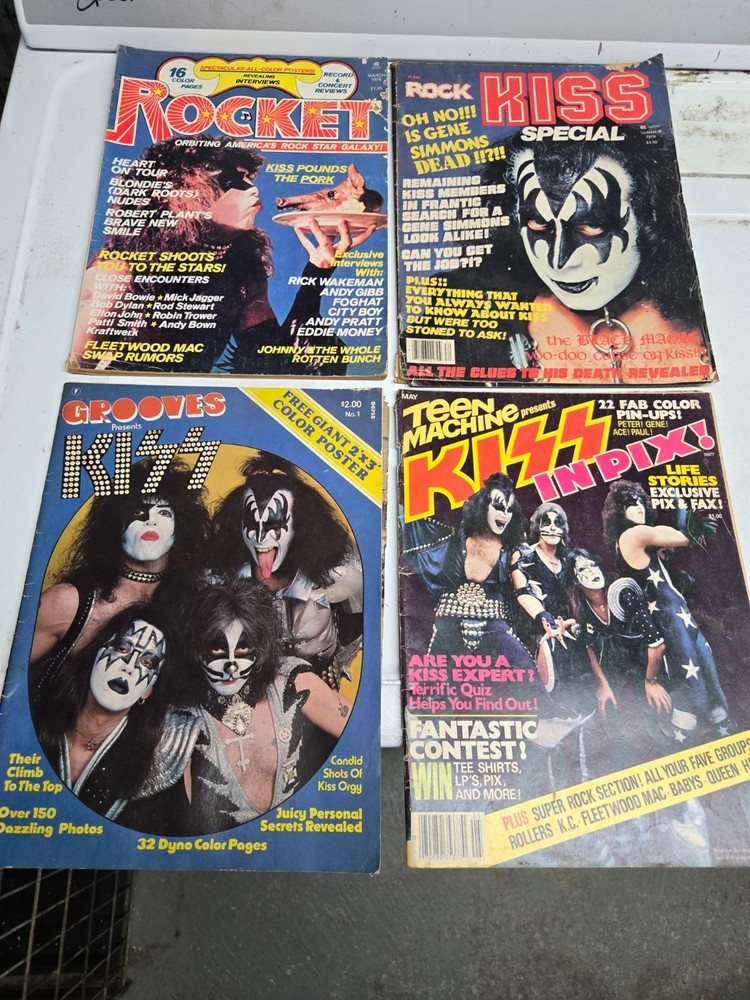 Kiss Magazines Vintage Rock 1978 Lot of 4 Grooves Rocket Teen Machine Rare