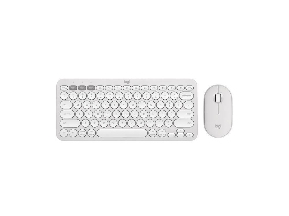 Logitech Pebble 2 Combo Wireless Quiet Keyboard and Mouse, Customisable, Logi Bo