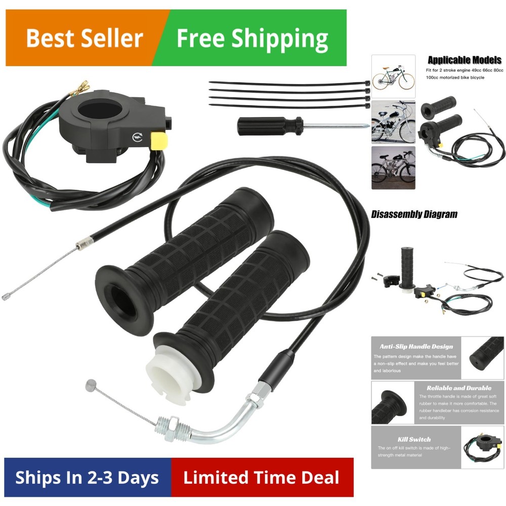 Throttle Cable Twist Throttle Handle Grip Assembly for 2 Stroke Engine 80cc 1...