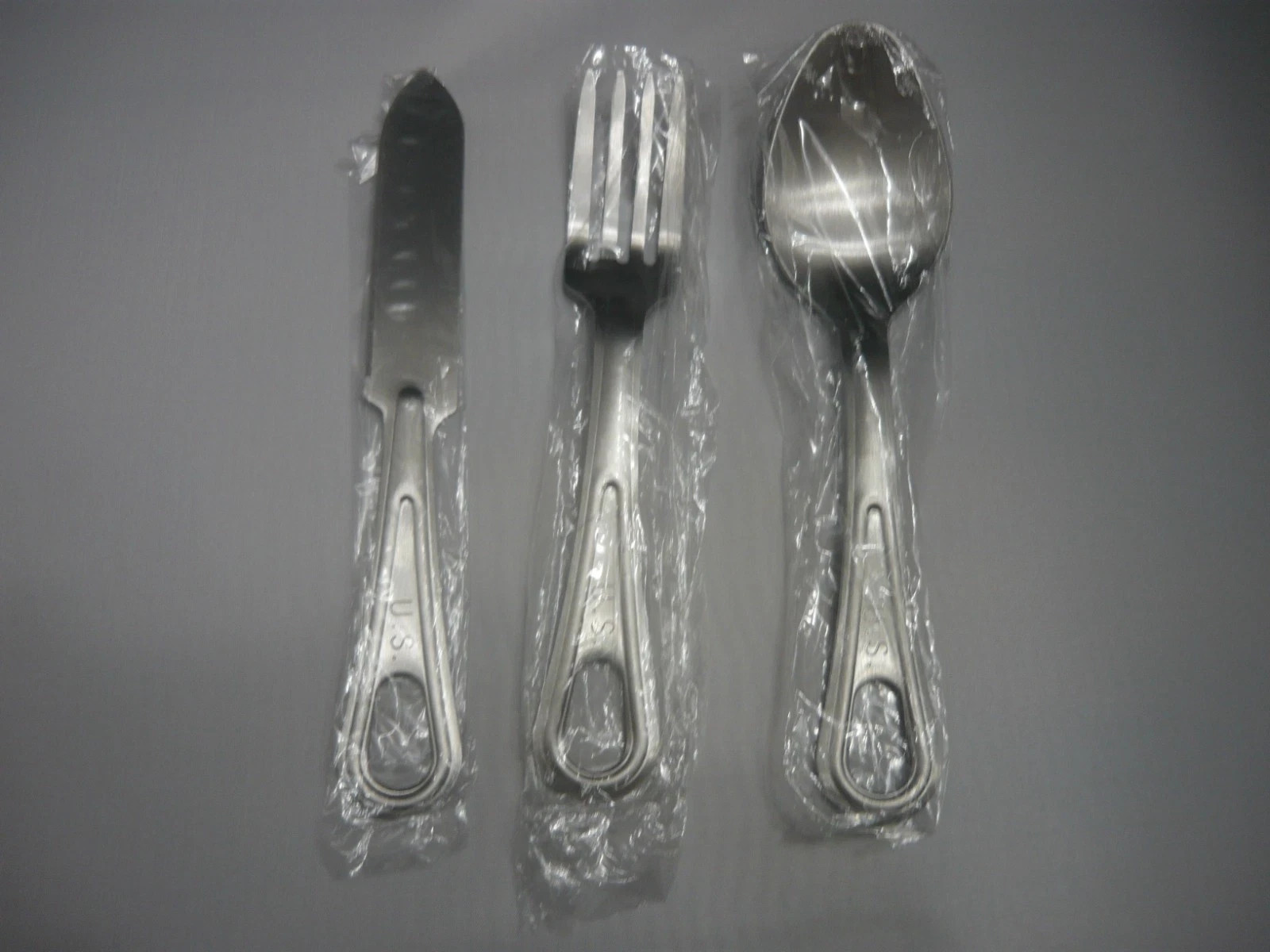Military style Utensil Set w/KNIFE-FORK-SPOON- still in original cello wrap