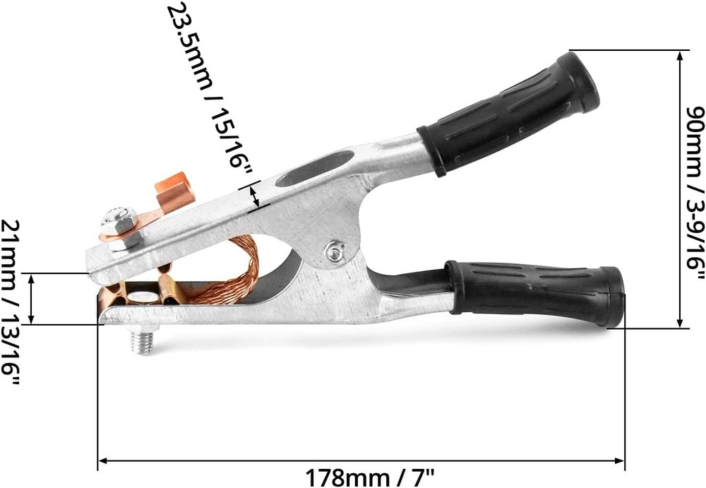 QWORK Welding Ground Clamp, 2 Pack 500AElectroplated 2 Pack, Silver, Black