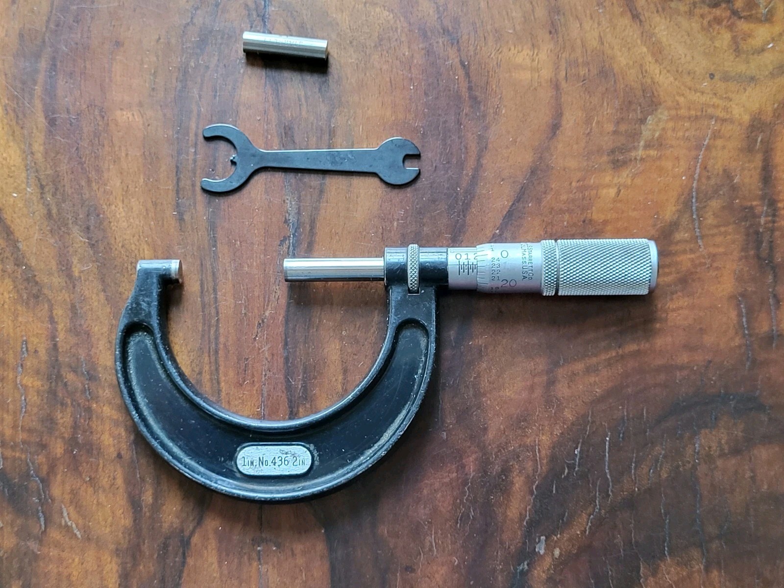 Starrett No. 436 1-2” Outside Micrometer w/Locking, 1" Standard, Wrench & Case