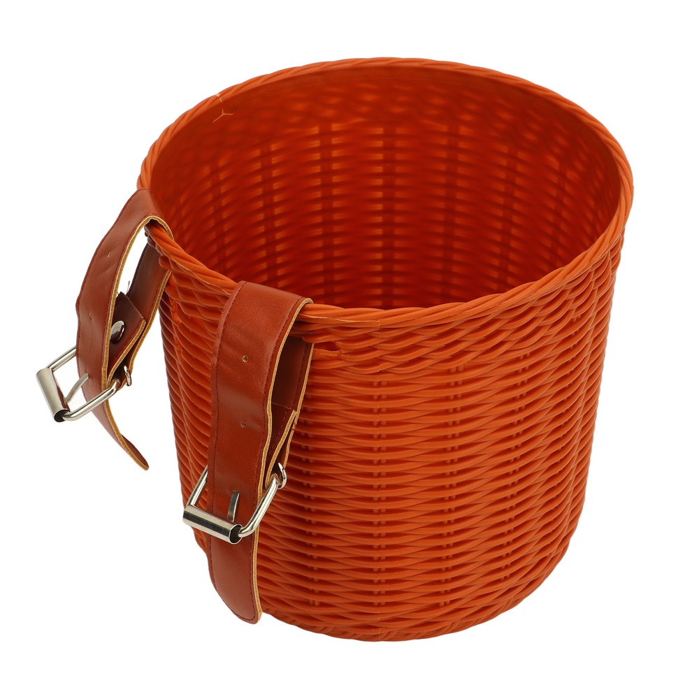 (Coffee)Front Handlebar Basket Multipurpose Simulation Wicker Round CH