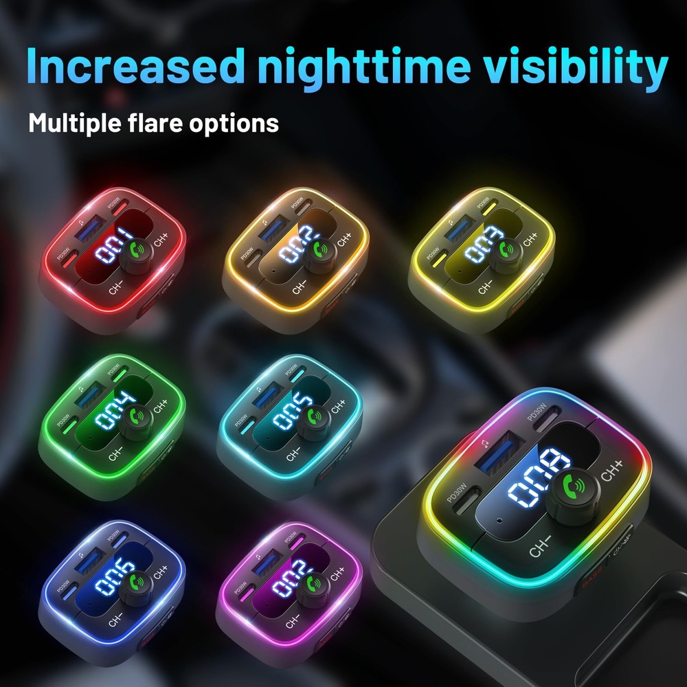 Bluetooth 5.4 Car Adapter 60W Charging USB, Hands-Free Calling | Hi-Fi Music