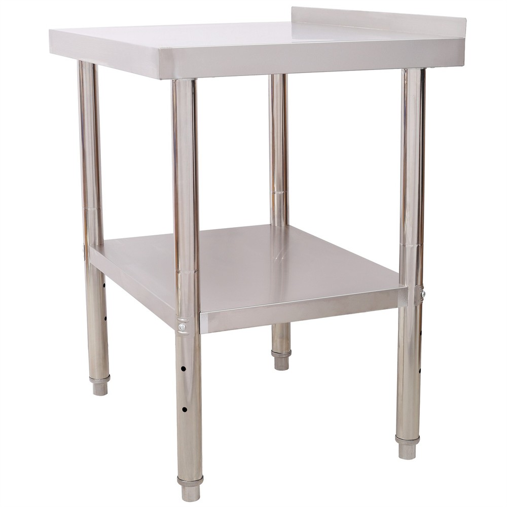 Stainless Steel Prep Table Adjustable Undershelf Workstation with Backsplash