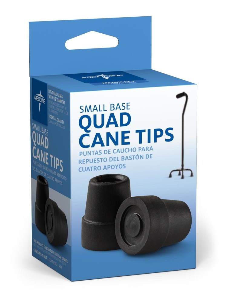 1/2" Tips for Small Base Cane, Black Box contains 1 pair