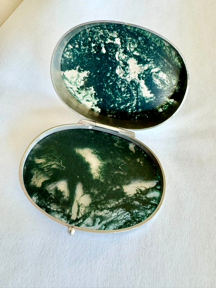 GREEN MOSS AGATE SNUFF/PILL BOX