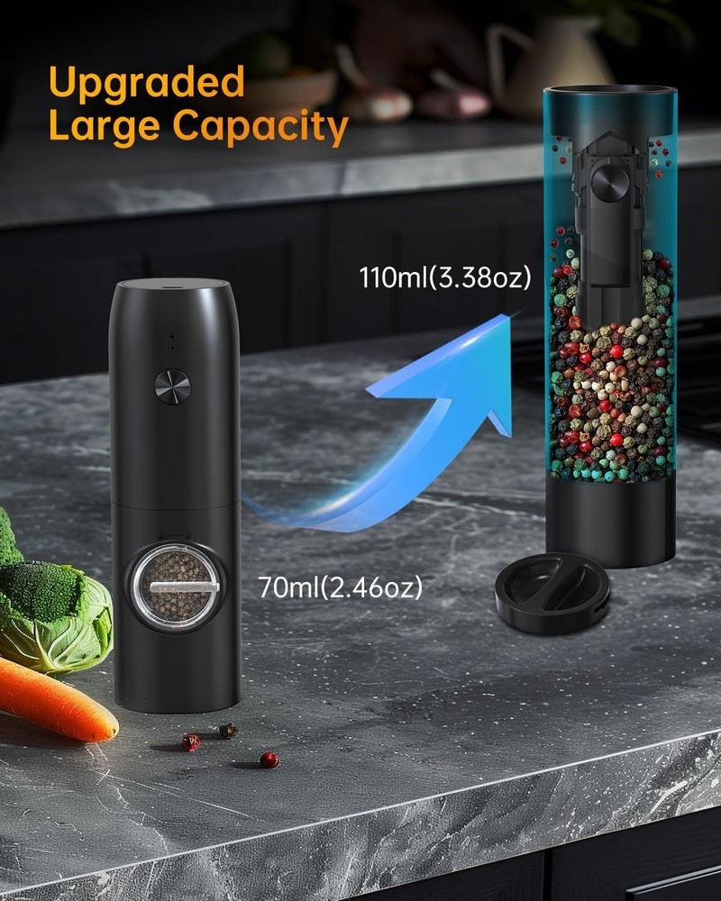 CIRCLE JOY Rechargeable Electric Pepper Grinder Top-Refill Adjustable