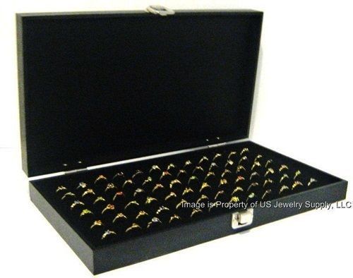 1 Wholesale Solid Top Lid Black 72 Ring Display Portable Storage Boxes Case