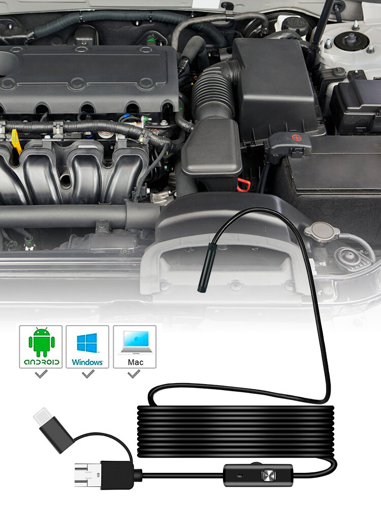 7mm LED Snake Endoscope Borescope Inspection Camera For USB Type C Android