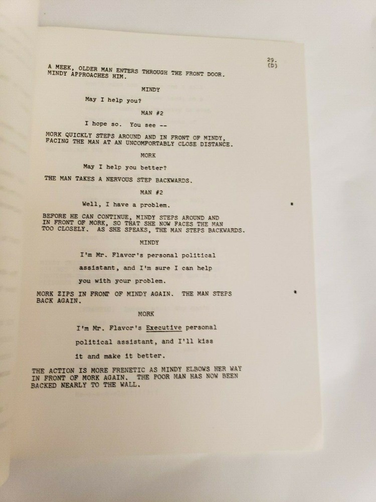 MORK AND MINDY / David Misch 1979 TV Script, Robin Williams "Mork vs. Mindy"