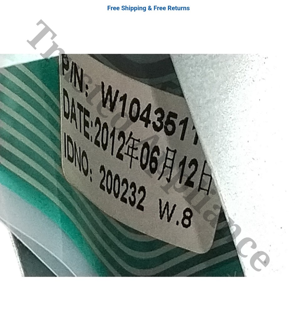 Whirlpool Microwave Control Panel Console W10444525