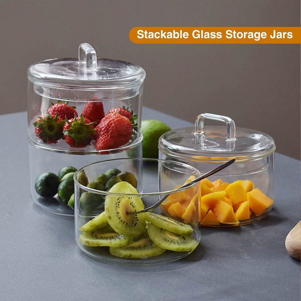 Cicano Glass Storage Jars with Lid,Multi-Tier Stackable Containers Kitchen Fo...