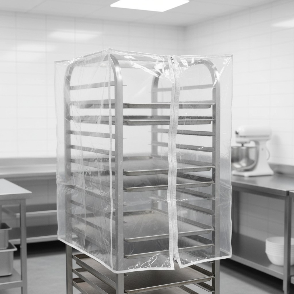 10-Tier Commercial-Grade Clear Sheet Pan Rack Cover for Bakeries - Easy Access