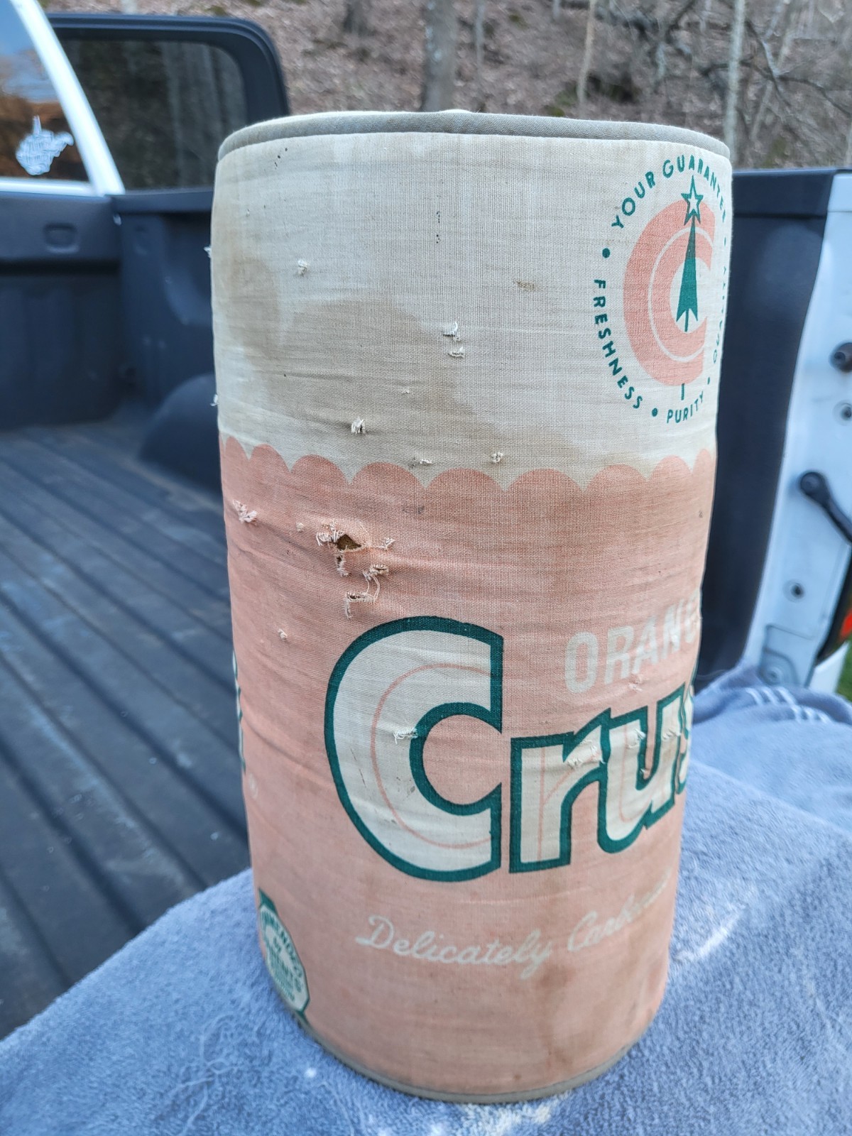 Orange Crush Pillow Can Advertising Sign, NOT FLANGE.