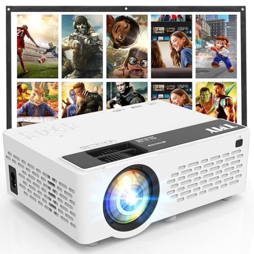 Mini Projector, Upgraded Bluetooth Projector with Screen, 1080P Full no Apps