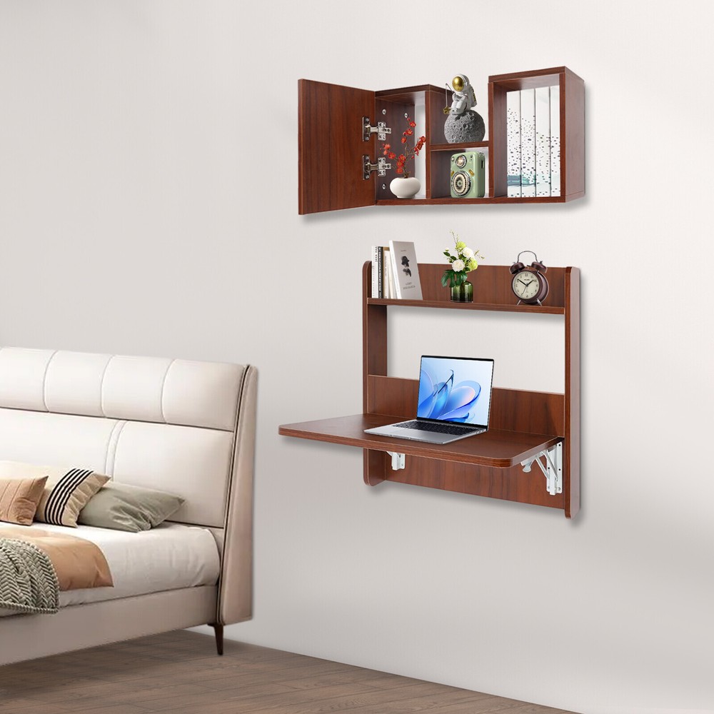 Wall Mounted Bookshelf Folding Space Saving Wall Mounted Table Fold Down Lapto