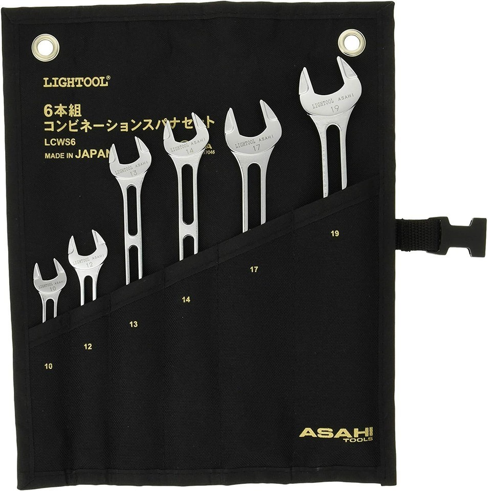 Asahi LCWS6 LIGHTOOL 6pc combination wrench set 10-19mm USA INVENTORY DUTY FREE
