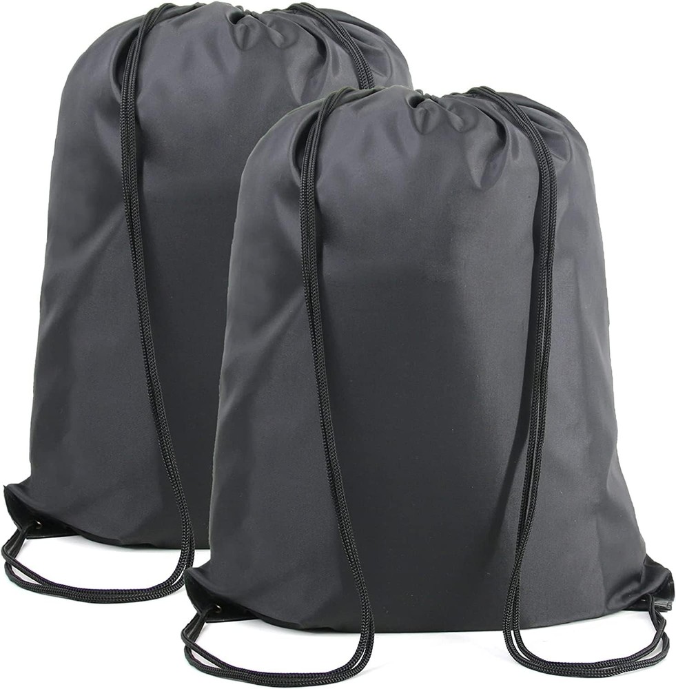 BeeGreen Black Drawstring Backpack Bags Bulk 2 Pack 22.4" L x 17.5" W,