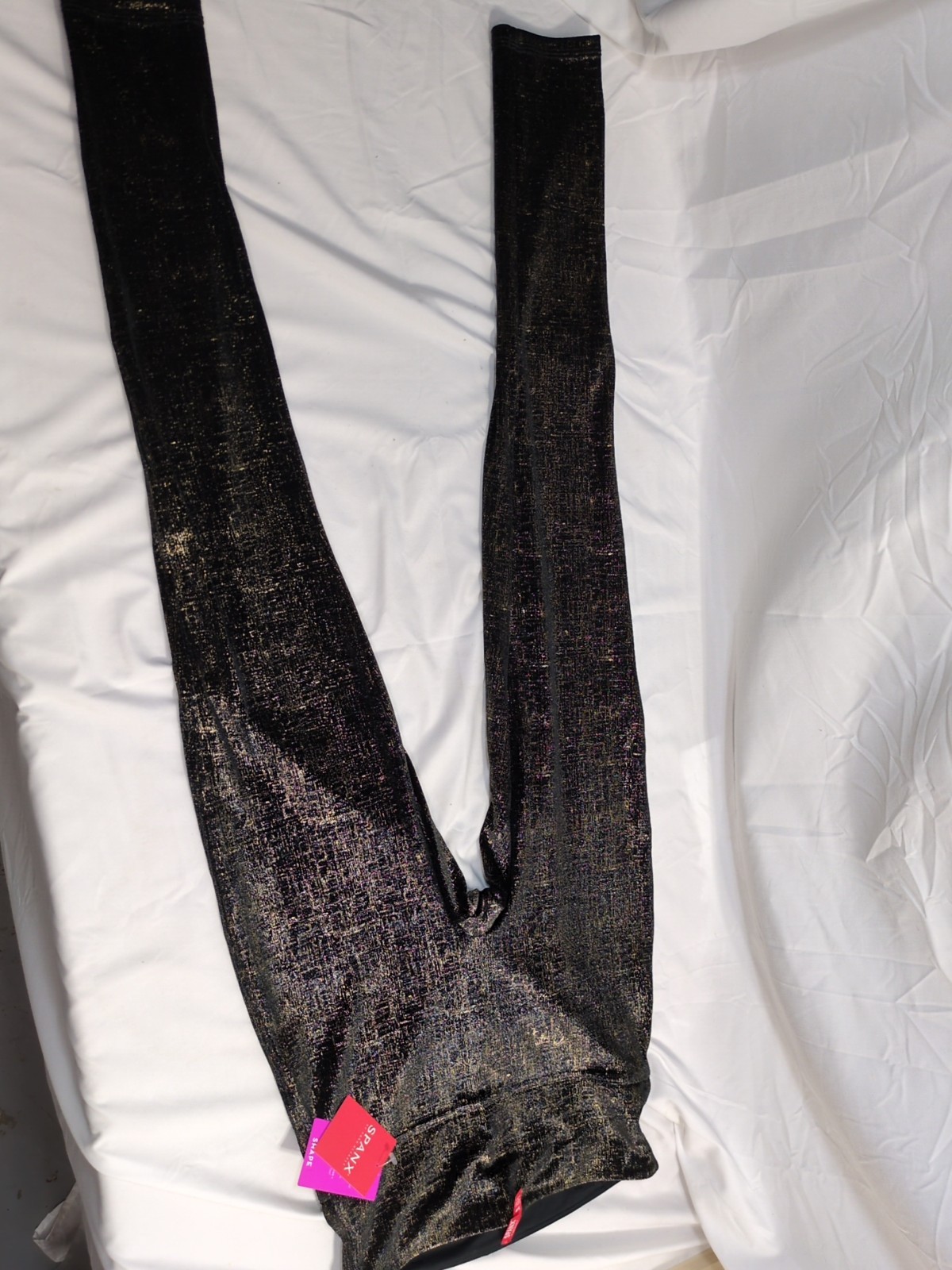 Spanx Black and Gold Velvet Leggings Size Small New with Tags