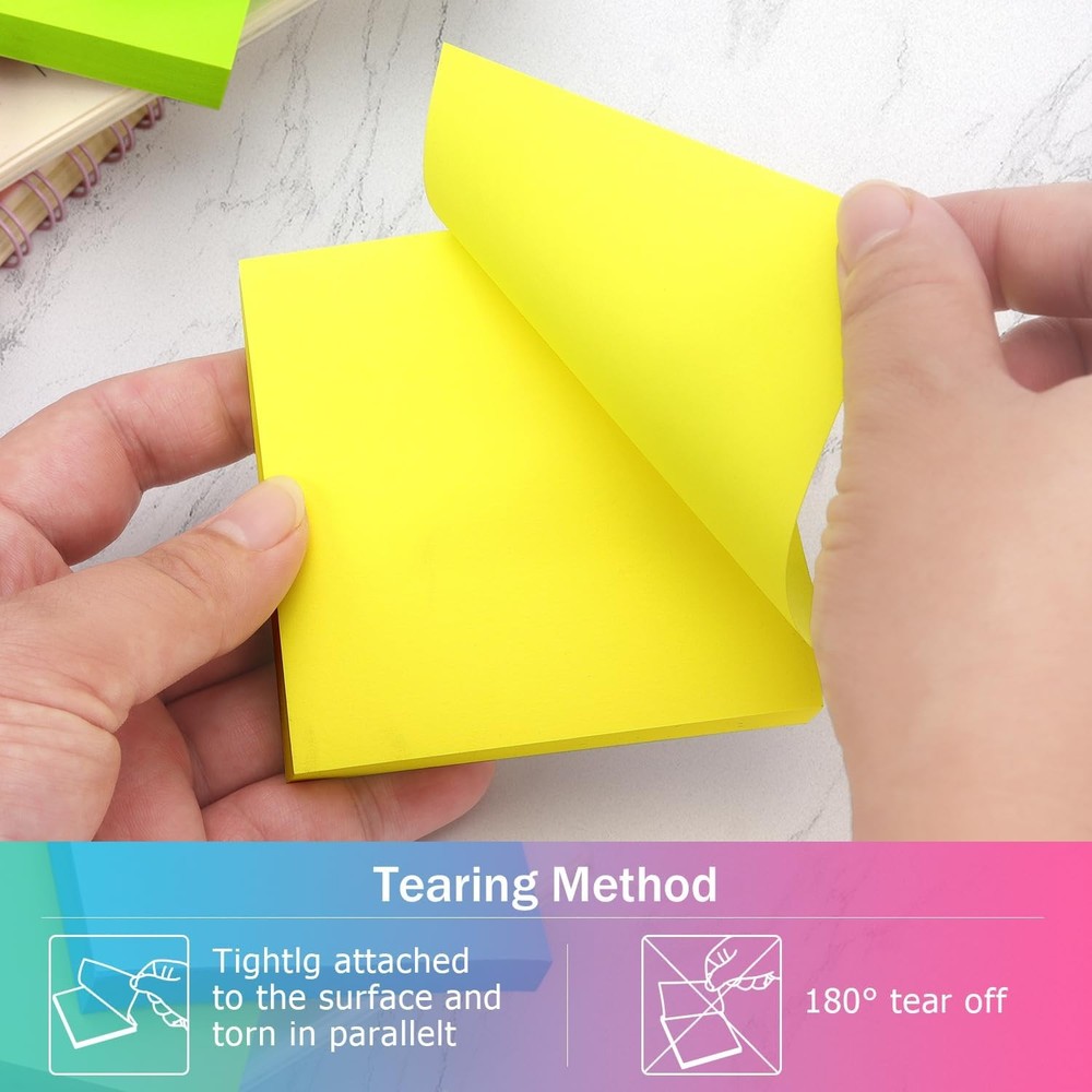 Stiy Notes Up Self-Sti Notes Pads Bright Colors, Easy to Post for