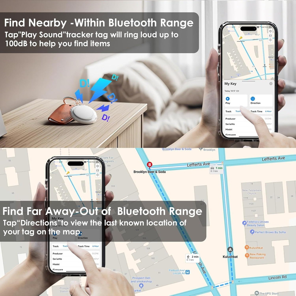 4 Pack Android Tracker Tags Bluetooth Both Ios Smart Waterproof Keyrings Phones