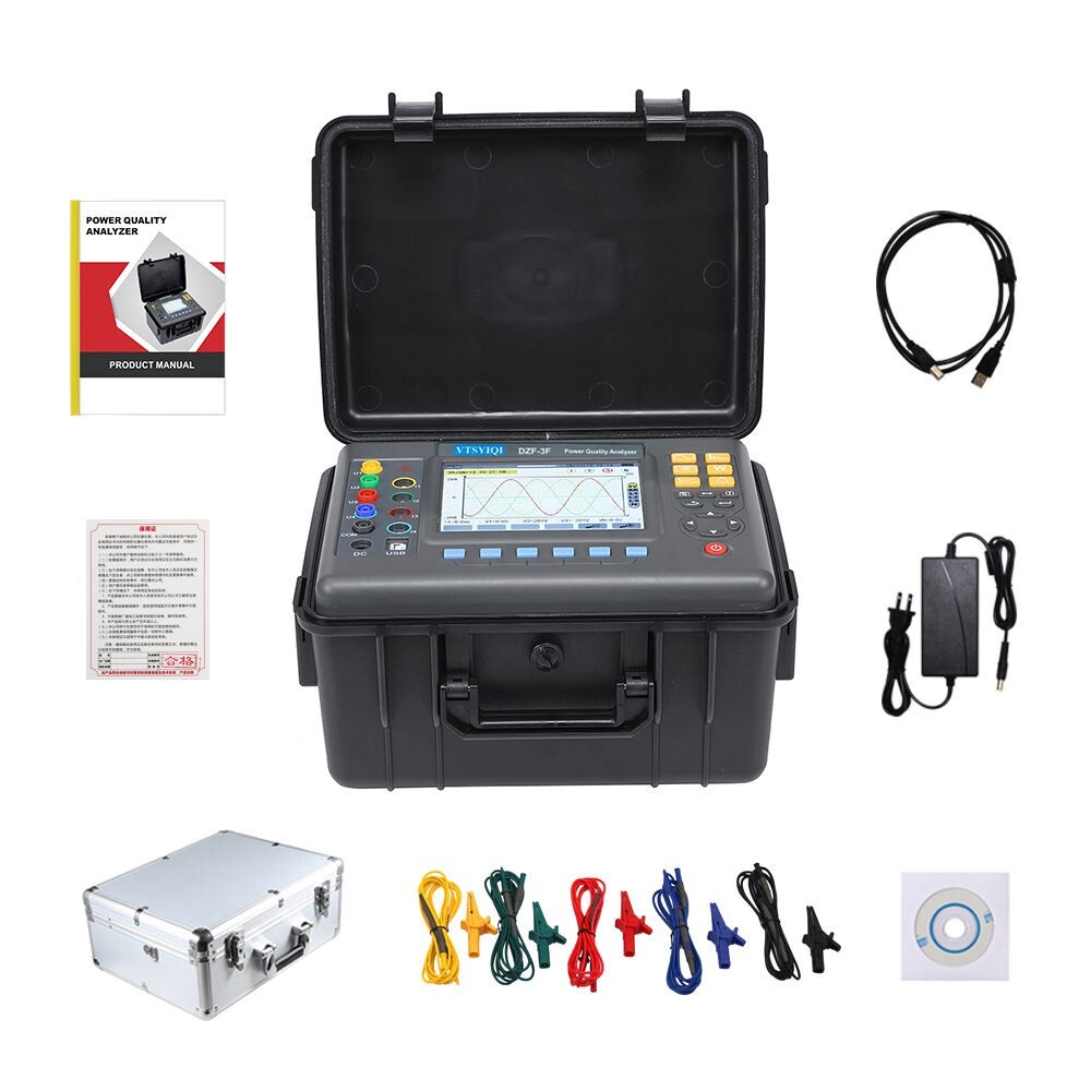 3 Phase Power Quality Meter with USB Interface AC Current Clamp Range 10mA~10.0A