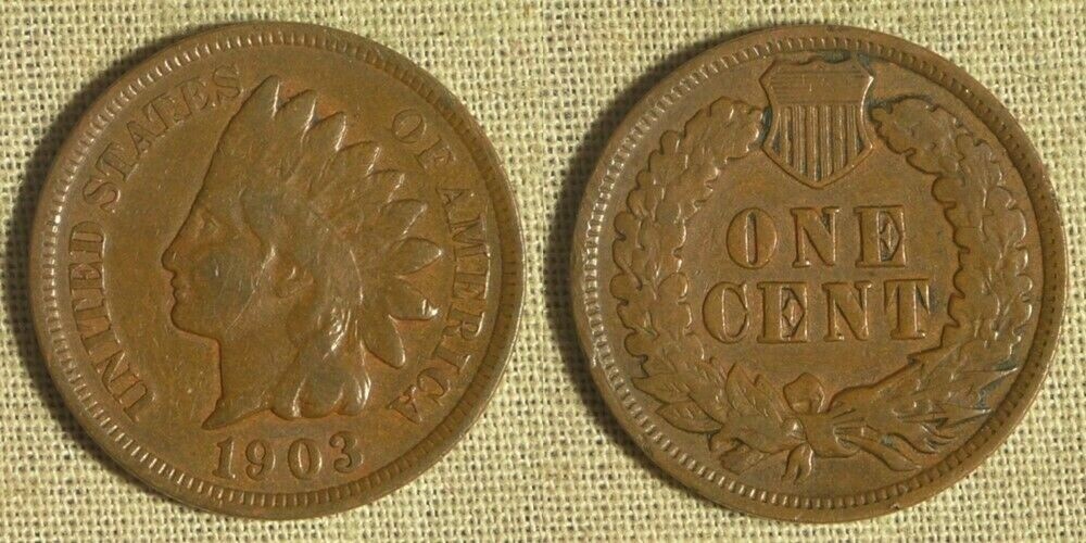 Error: 1903 Indian Cent Repunched "1" URS-7 IREC445