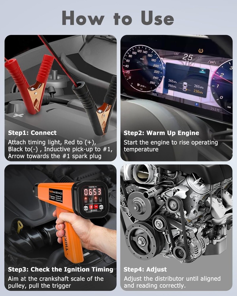 Digital Timing Light 12V Inductive Ignition Gun Tachometer Pro Performance