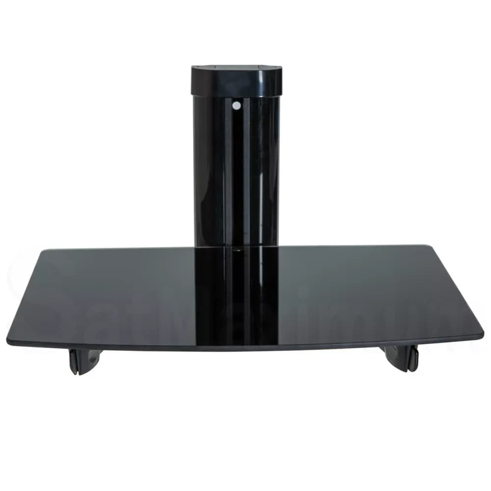 Adjustable AV Wall Mount Shelf Single Tempered Glass 22 lb Cable Management