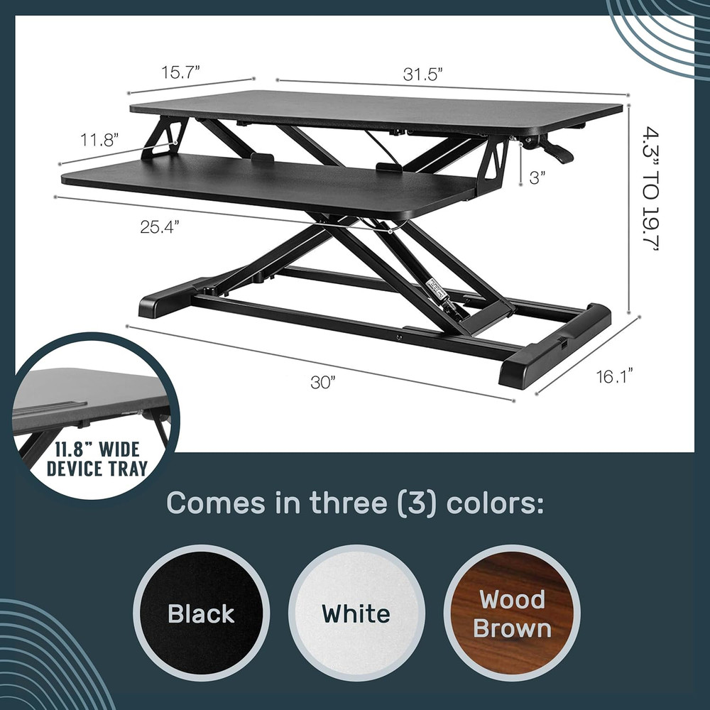 Techorbits Standing Desk Converter - 32 Inch Adjustable Sit to Stand up Workstat
