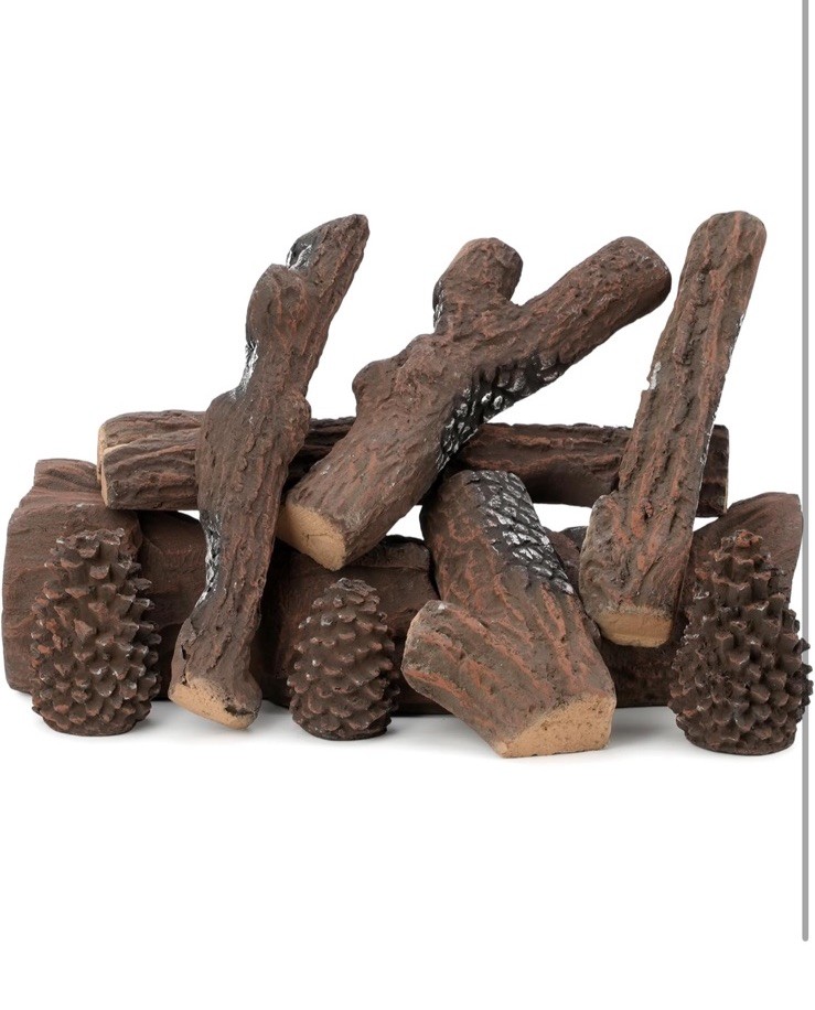 Stanbroil Large Ceramic Gas Logs, 9 Piece Set of Decoration Ceramic Wood