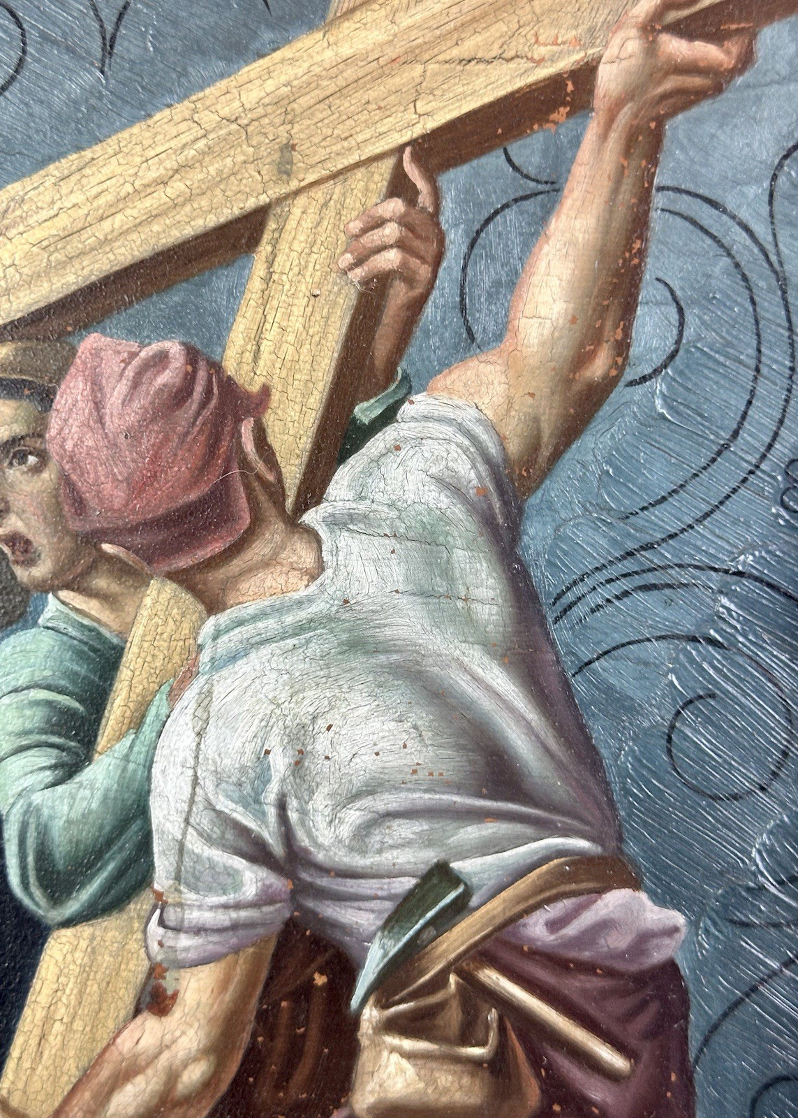 Antique (Late1800’s ) Oil Retablo on Copper , One of ‘14 Stages of The Cross’,