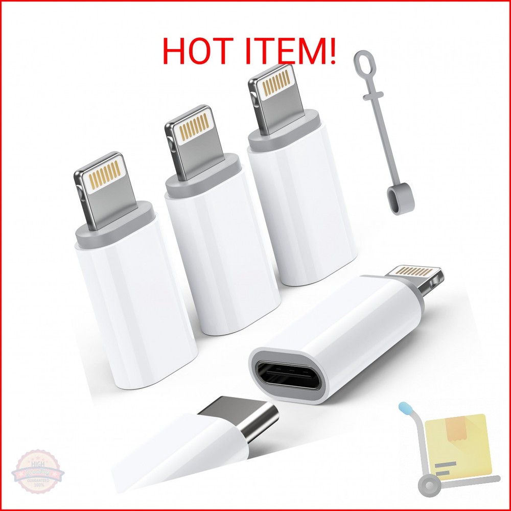 MFi Certified USB C to Lightning Adapter 4-Pack, 27W Fast Charging & Data Sync,