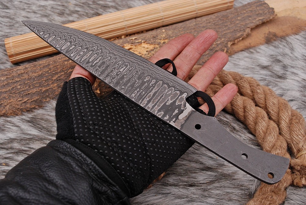 Damascus steel chef knife blank