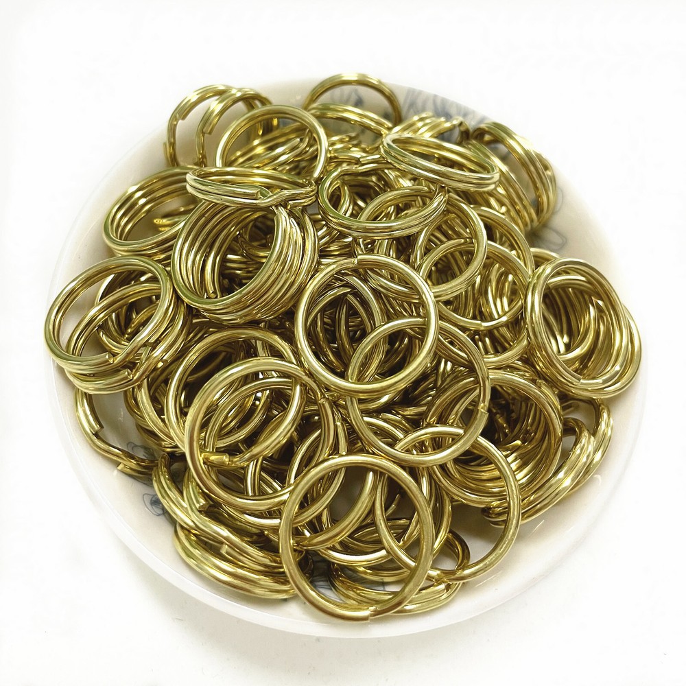 Solid Brass Key Ring Split Rings Round Wire Keyring 15mm - 35mm Double Loop