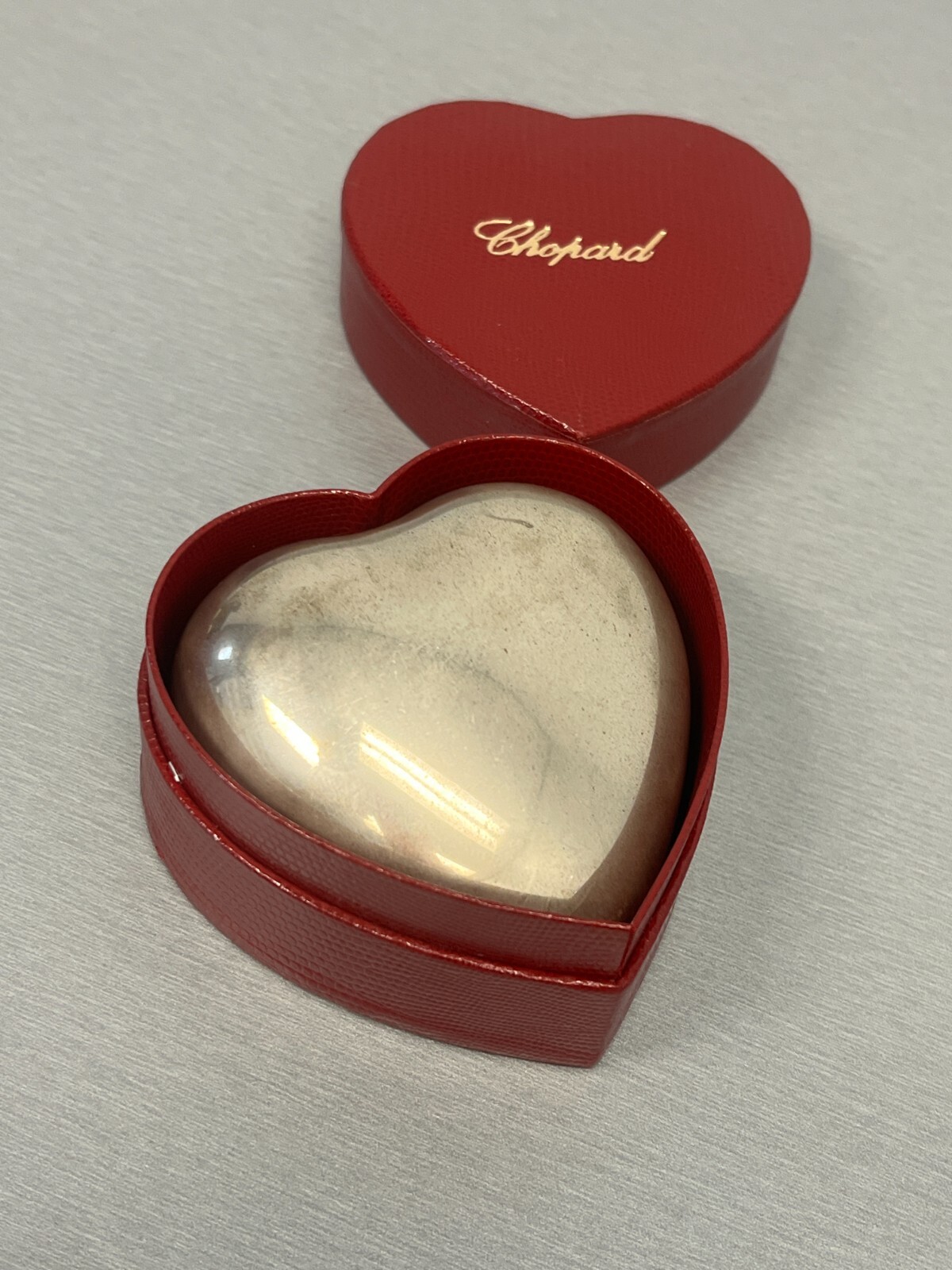 ORIGINAL CHOPARD HEART SHAPED STERlING SILVER RING DISPLAY BOX - VERY NICE!