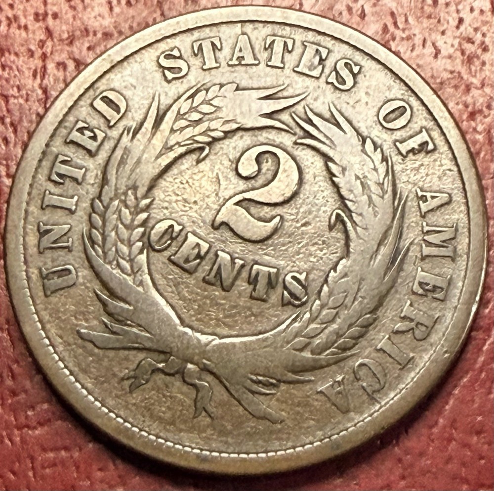 1864 Two Cent Piece. Better Grade. Free Shipping