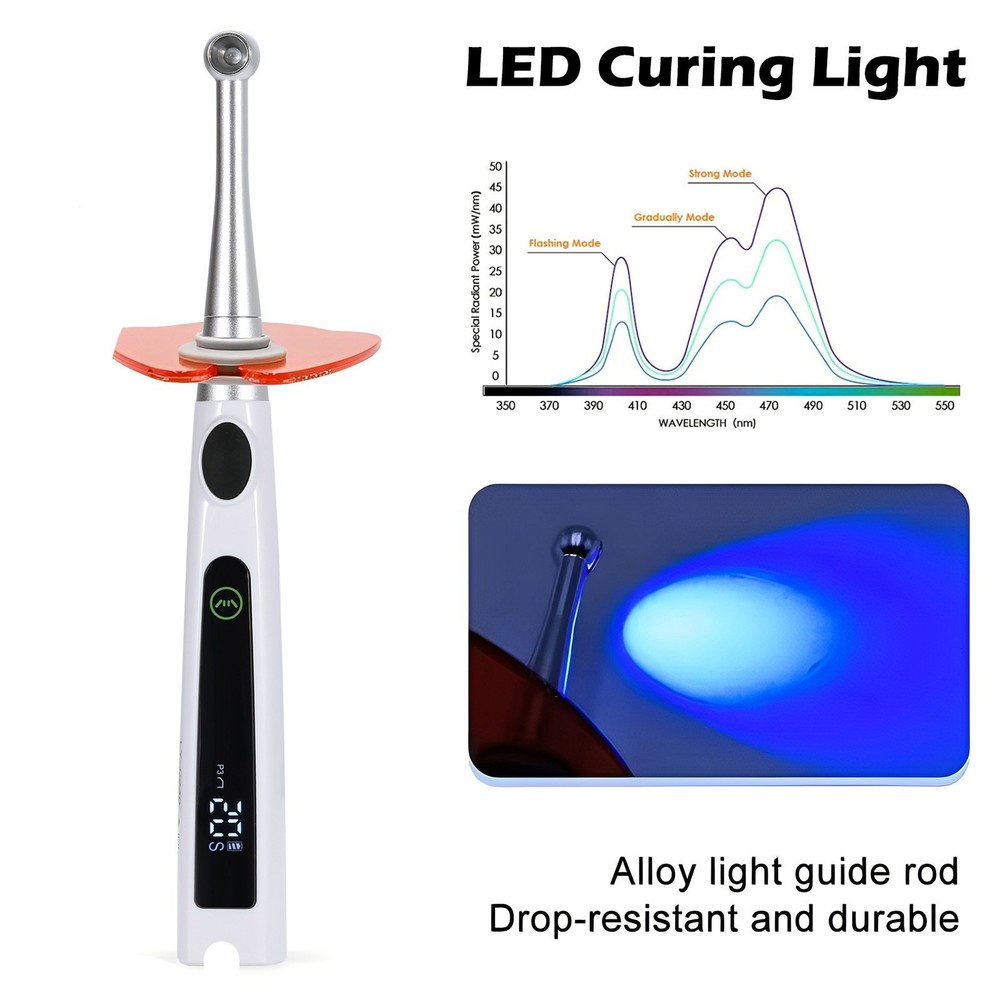 Dental Wireless LED Curing Light 1 Second Resin Cure Lamp 4 Modes 360° Source