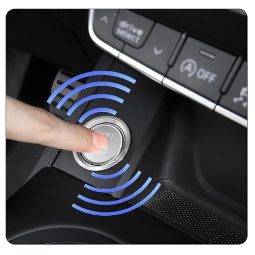 Car Button Decoration, Engine Button Starter Cover, Ignition Ring 2 PCS Silver