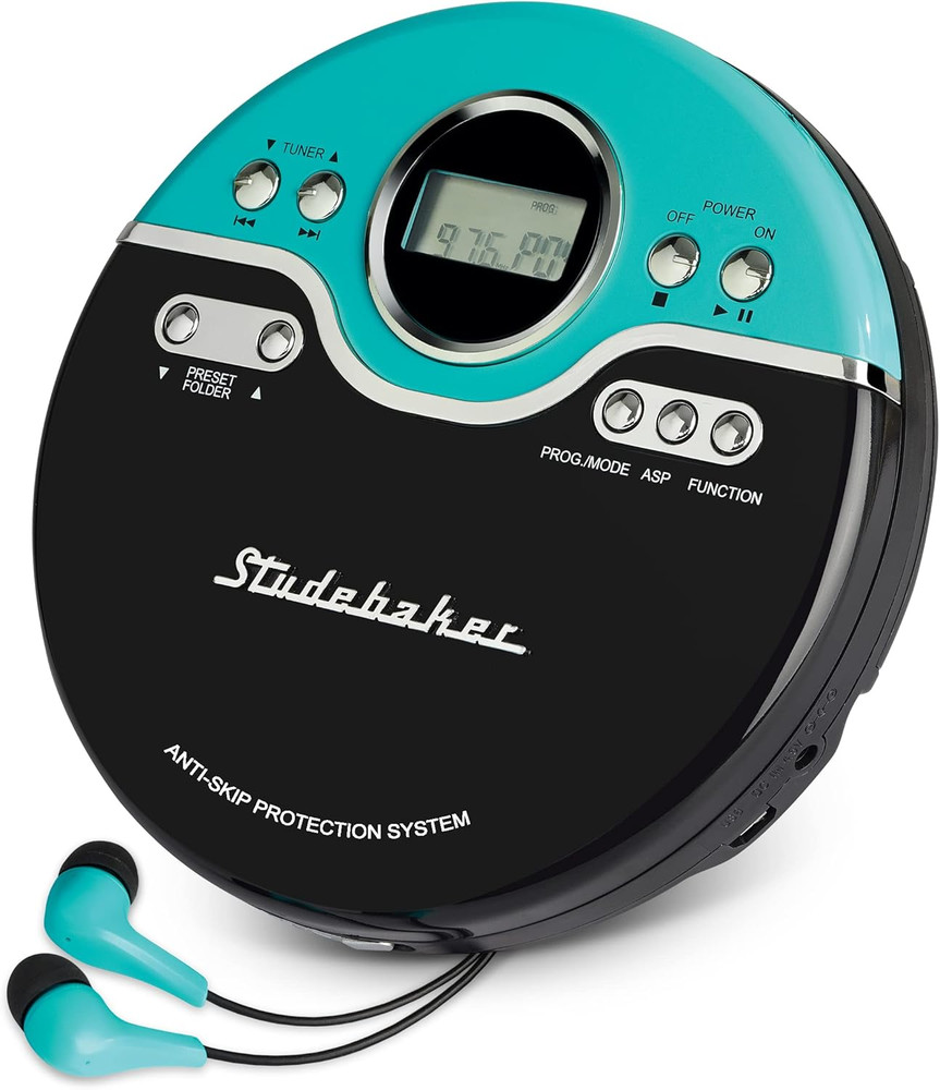Studebaker Retro Portable CD Player | CD-R/RW MP3 Playback | Programmable Person