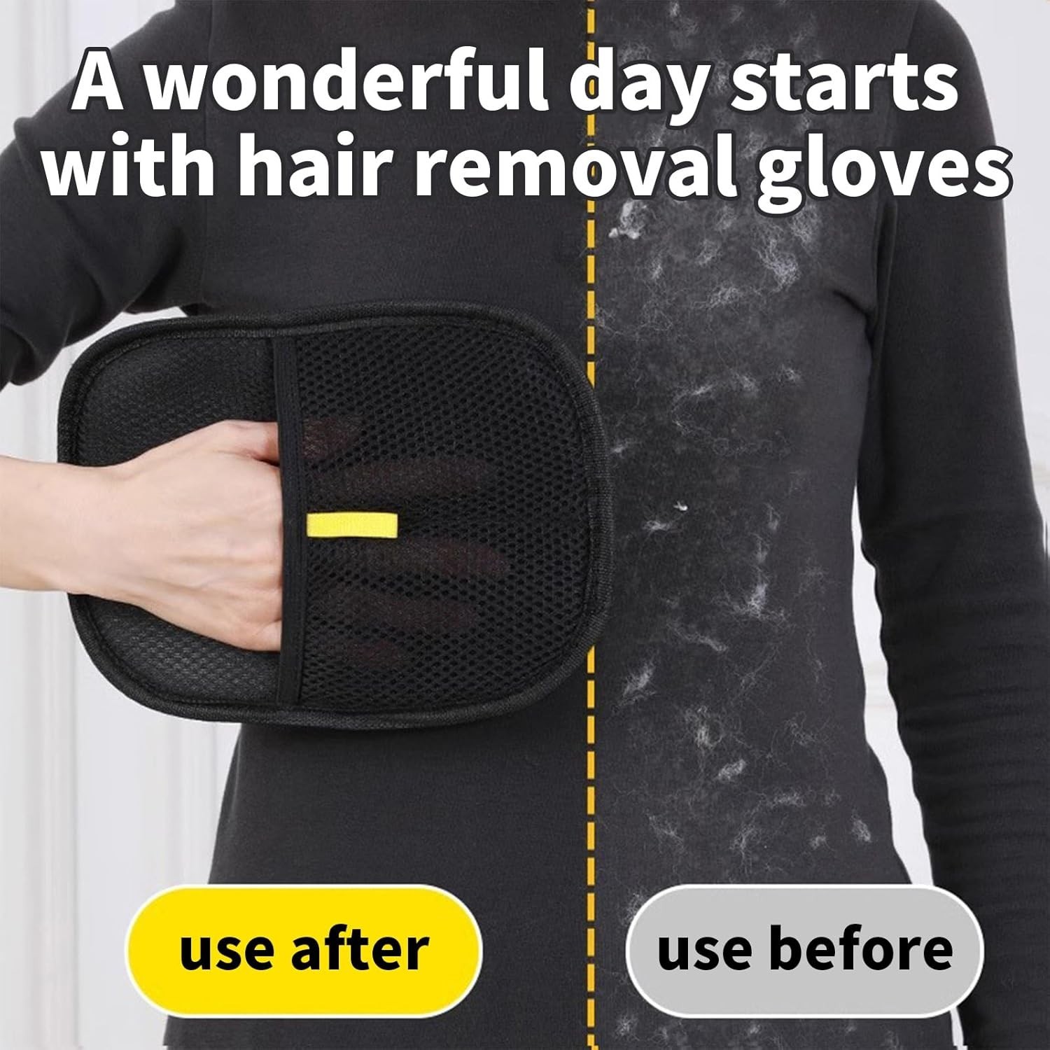 2 Pcs furhero mitt Magic Brush pet Hair,kivori Hair Removal BLACK(2PACK)