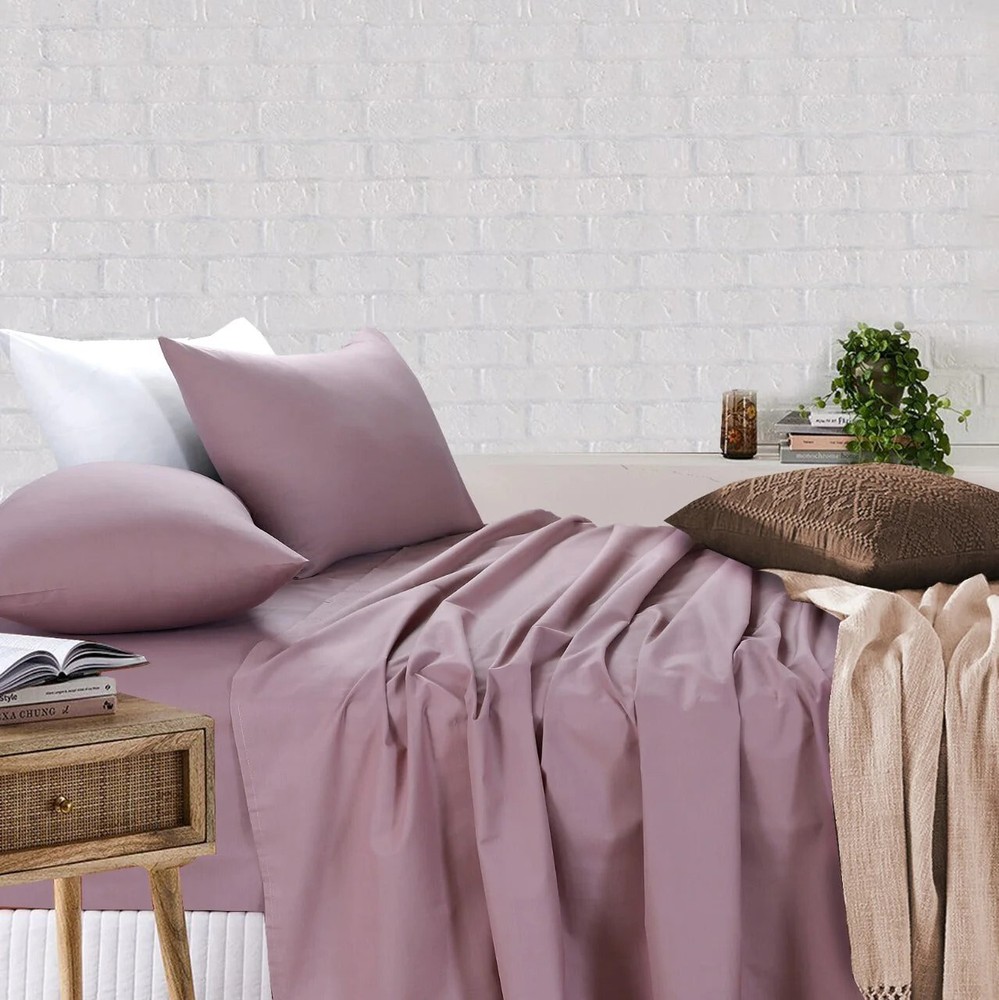 Single/KS/Double/Queen/King 4 Piece Bed Sheet Set, Flat, Fitted, Pillowcases
