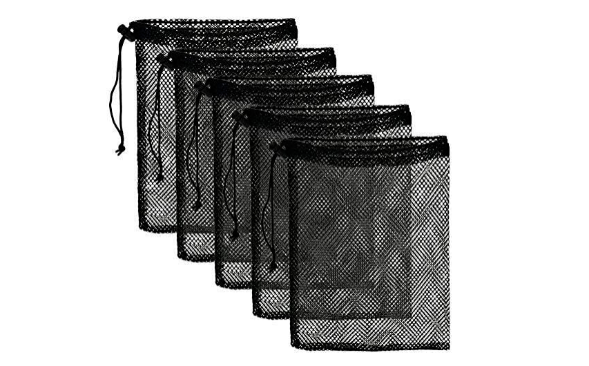 Mesh Drawstring Bags (5 BAGS) Camping, Collectibles, black Nylon Mesh 8"X14" bag
