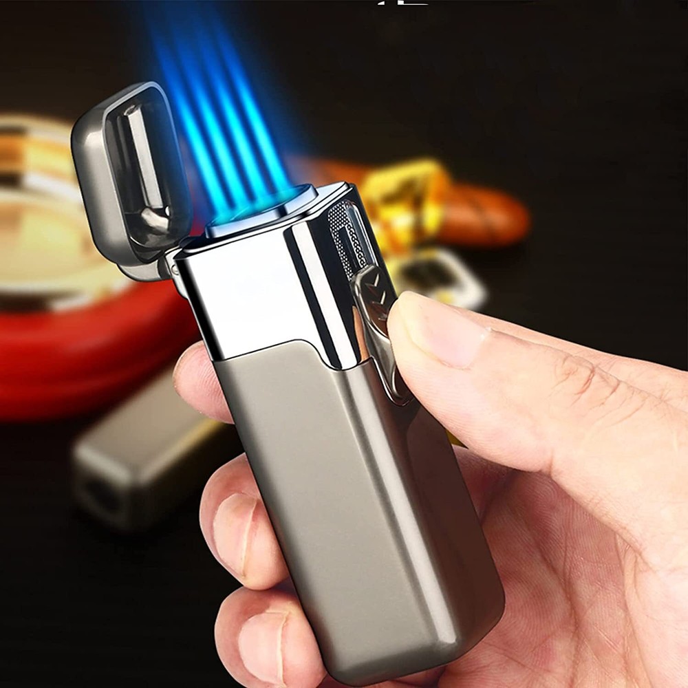 Torch Lighter Quad Jet Lighter Flame Butane Torch Lighter Refillable Adjustable