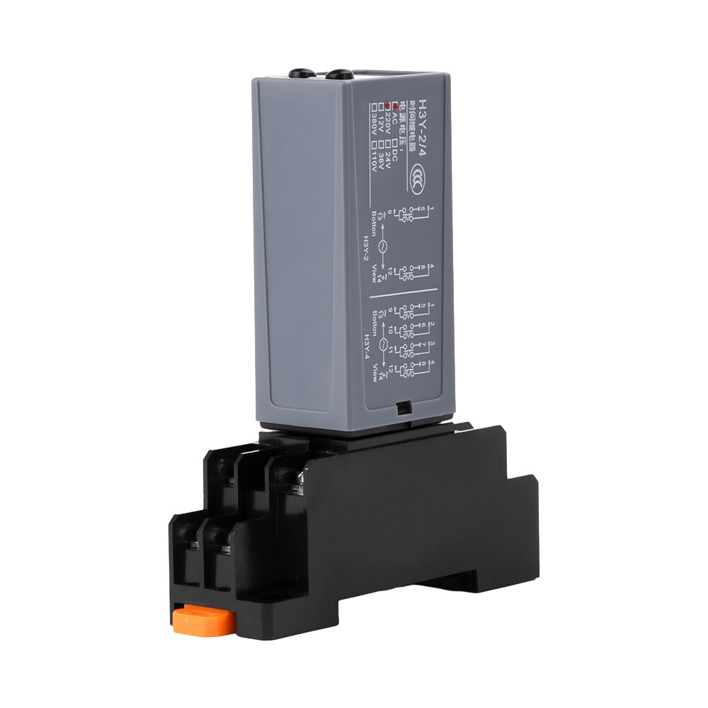 2Pcs Adjustable Digital Time Relay Cycle Time Delay Relay with Base AC 220V